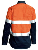 Bisley Womens 3M Taped Two Tone Hi Vis Cool Lightweight Shirt - Long Sleeve-BL6896