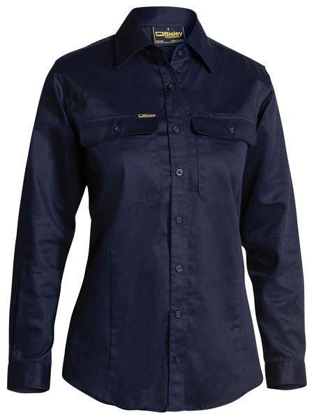 Bisley Ladies Drill Shirt - Long Sleeve-BL6339