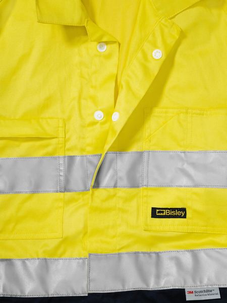 Bisley 2 Tone Hi Vis Lightweight Coveralls 3m Reflective Tape-BC6719TW