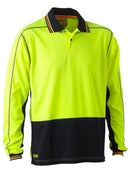 Bisley Two Tone Hi Vis Polyester Mesh Long Sleeve Polo Shirt-BK6219
