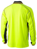 Bisley Two Tone Hi Vis Polyester Mesh Long Sleeve Polo Shirt-BK6219