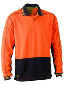 Bisley Two Tone Hi Vis Polyester Mesh Long Sleeve Polo Shirt-BK6219
