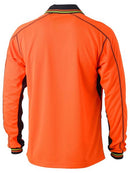 Bisley Two Tone Hi Vis Polyester Mesh Long Sleeve Polo Shirt-BK6219
