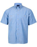 Winning Spirit-Men's Wrinkle Free Short Sleeve Chambray Shirts-BS03S