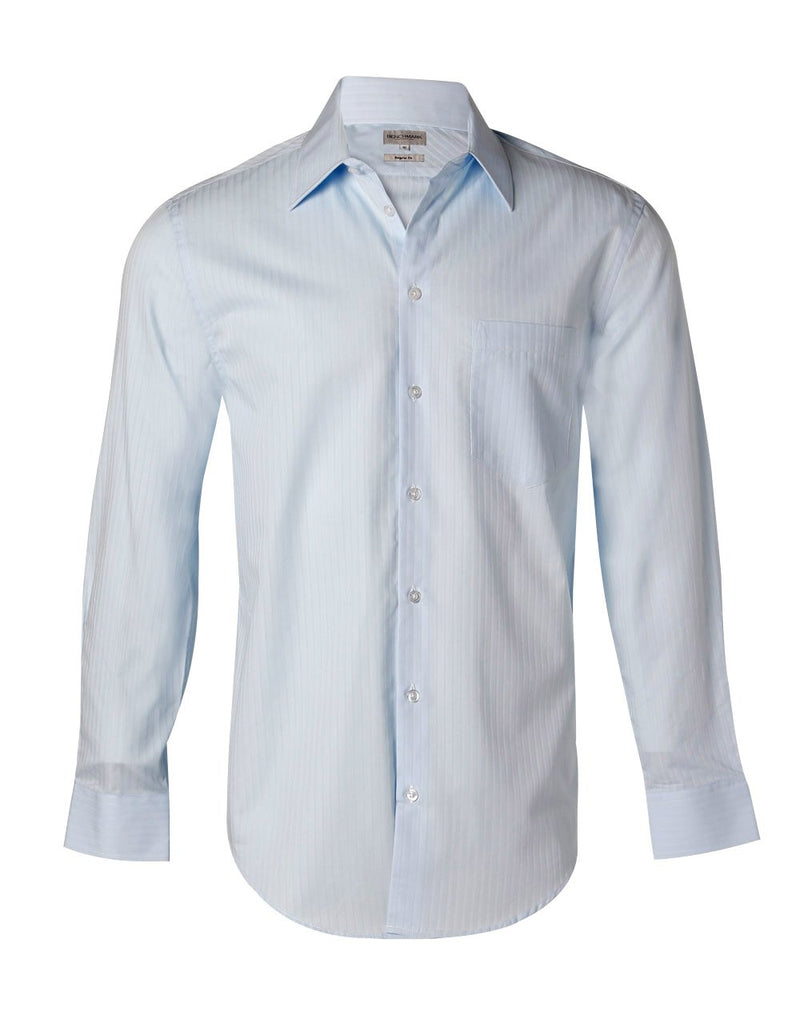 Winning Spirit -Men's Self Stripe Long Sleeve Shirt-M7100L