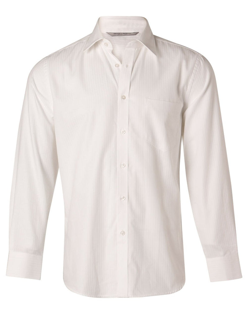 Winning Spirit-Men's Mini Herringbone Long Sleeve Shirt-M7112