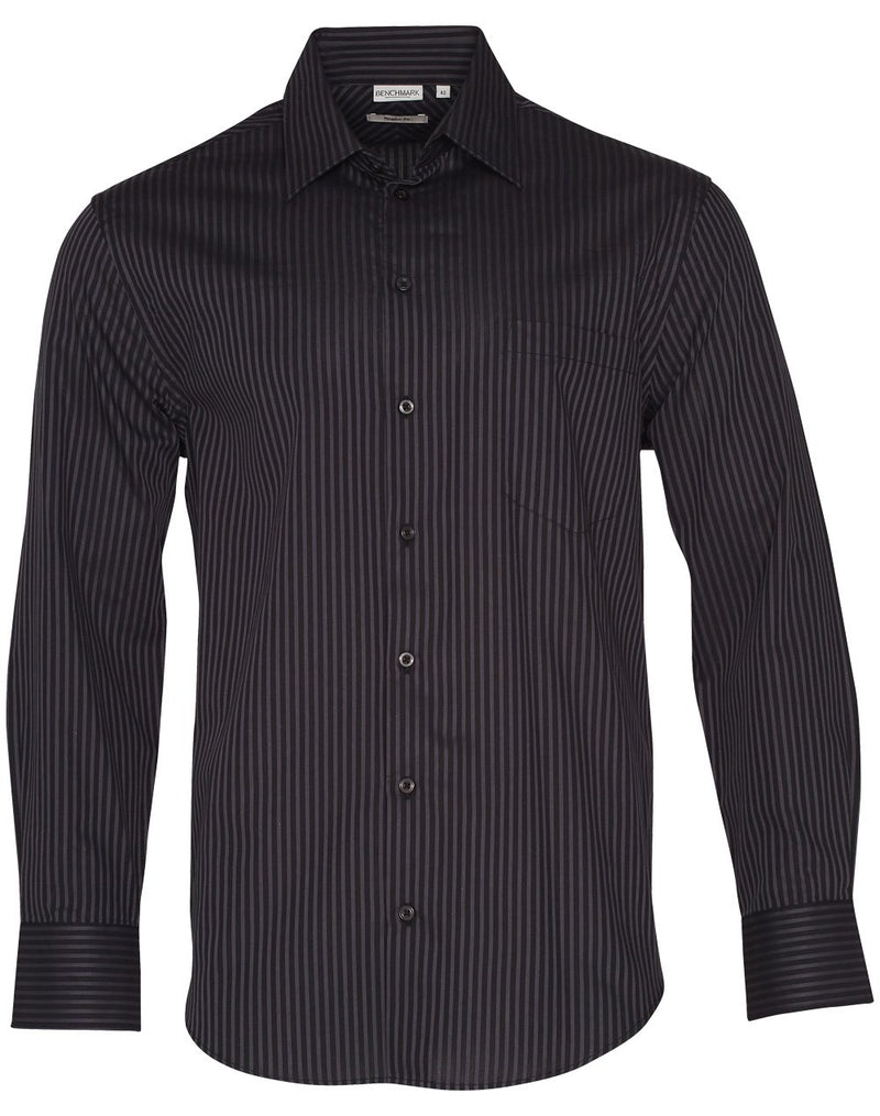 Winning Spirit -Men's Dobby Stripe Long Sleeve Shirt-M7132