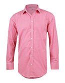Winning Spirit-Men’s Gingham Check Long Sleeve Shirt with Roll-up Tab Sleeve-M7300L
