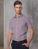 Winning Spirit-Men’s Two Tone Mini Gingham Short Sleeve Shirt-M7340S