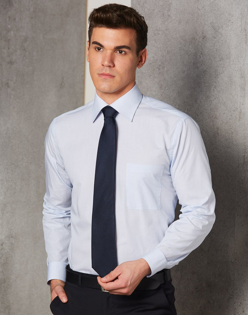 Winning Spirit-Men's Mini Check Premium Cotton Long Sleeve Shirt -M7362