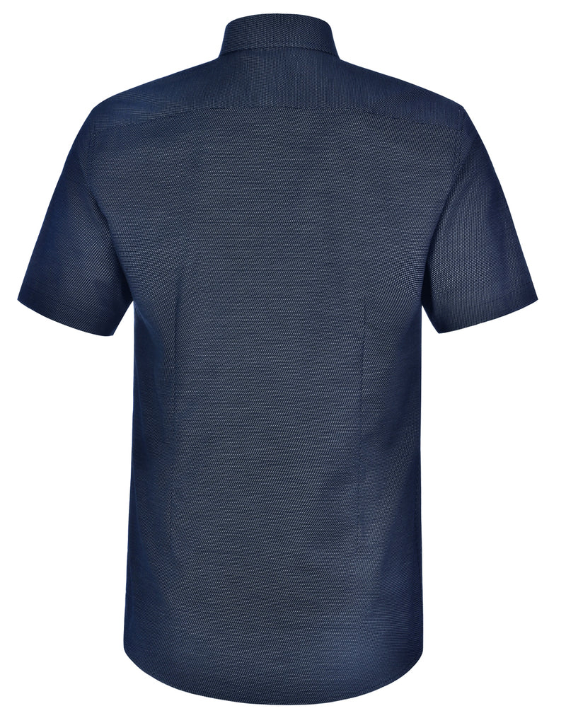 Winning Spirit-Ascot Mens Short Sleeve Dot Jacquard Stretch Shirt-M7400S