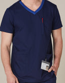 Winning Spirit-Mens V-Neck Contrast Trim Scrub Top-M7650