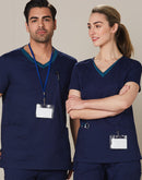 Winning Spirit-Mens V-Neck Contrast Trim Scrub Top-M7650