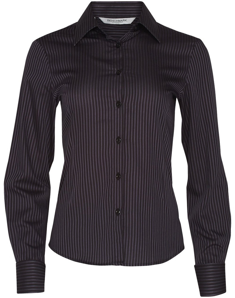 Winning Spirit -Women's Dobby Stripe Long Sleeve Shirt-M8132