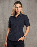 Winning Spirit-Women's Pin Stripe Short Sleeve Shirt-M8224