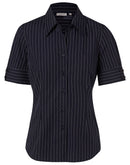 Winning Spirit-Women's Pin Stripe Short Sleeve Shirt-M8224