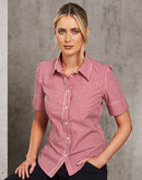 Winning Spirit- Ladies’ Gingham Check Short Sleeve Shirt-M8300S