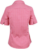 Winning Spirit- Ladies’ Gingham Check Short Sleeve Shirt-M8300S