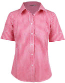 Winning Spirit- Ladies’ Gingham Check Short Sleeve Shirt-M8300S