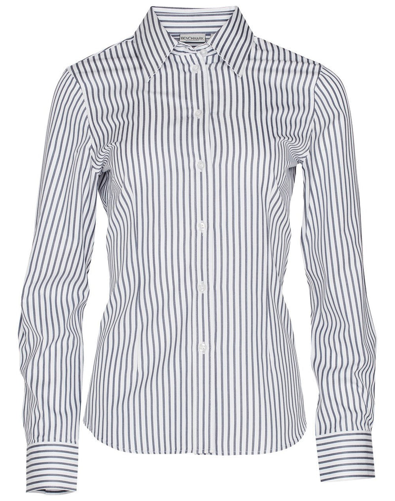 Winning Spirit-Ladies' Sateen Stripe Long Sleeve Shirt -M8310L