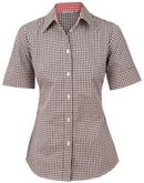 Winning Spirit -Ladies’ Gingham Check Short Sleeve Shirt-M8330S