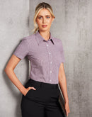 Winning Spirit-Ladies’ Two Tone Mini Gingham Short Sleeve Shirt-M8340S