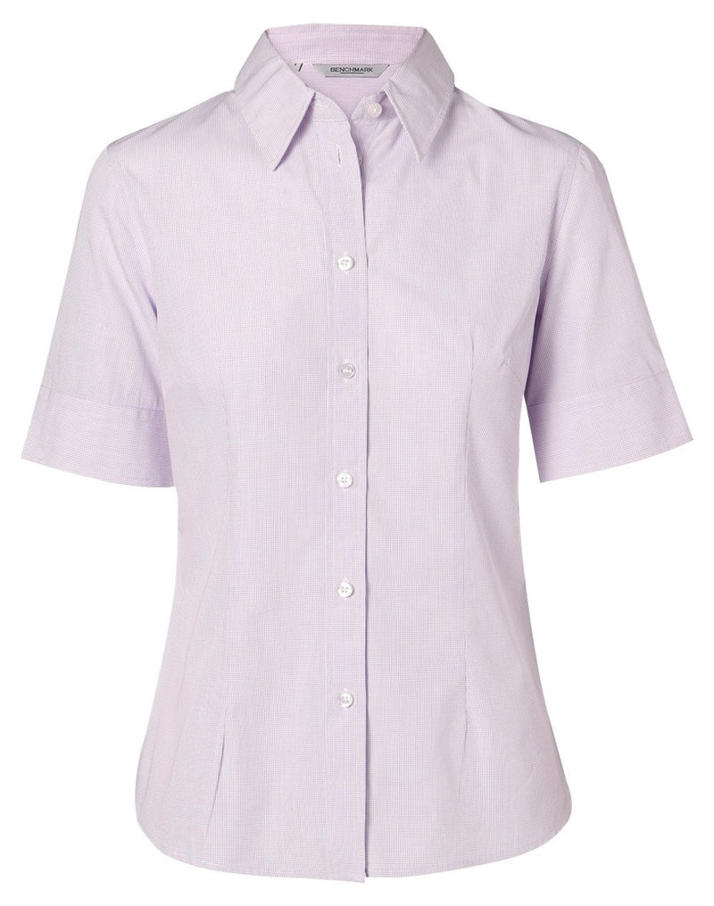 Winning Spirit-Women's Mini Check Short Sleeve Shirt-M8360S