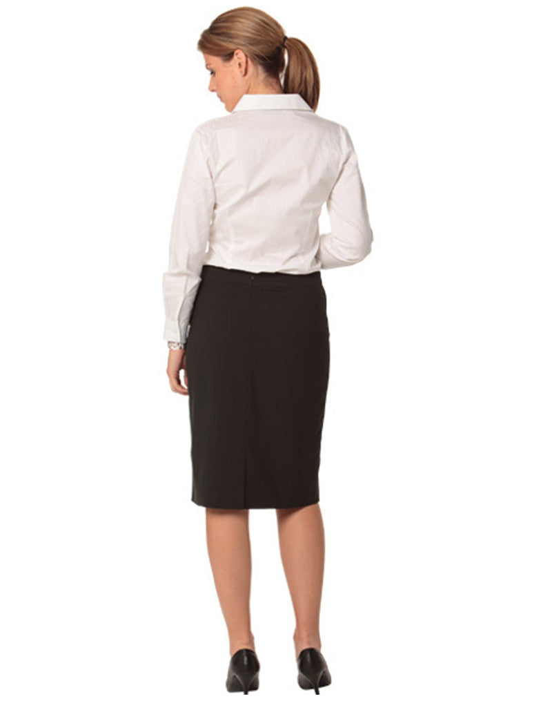 Winning Spirit -Women's Poly/Viscose Stretch Stripe Mid Length Lined Pencil Skirt-M9472