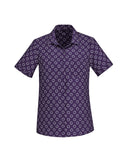 Biz Care Womens Easy Stretch Daisy Print Short Sleeve Shirt -CS948LS