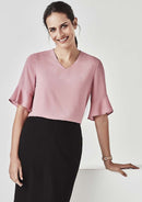 Biz Corporate Womens Aria Fluted Sleeve Blouse  RB966LS - Star Uniforms Australia
