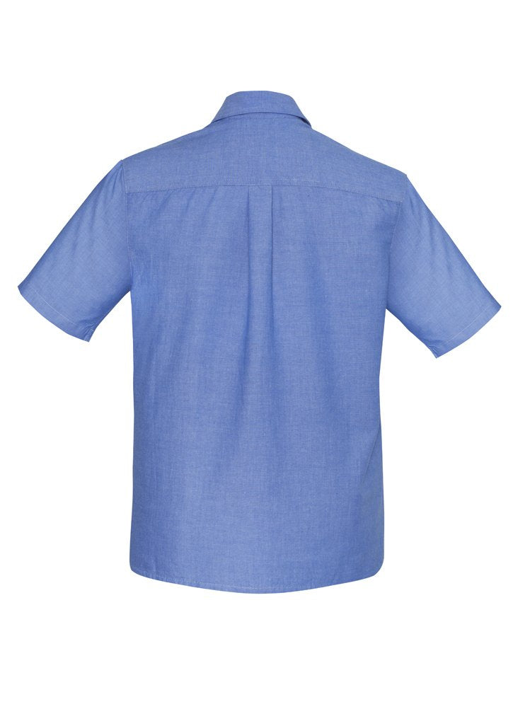Biz Collection Mens Wrinkle Free Chambray Short Sleeve Shirt   Sh113 - Star Uniforms Australia