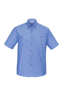 Biz Collection Mens Wrinkle Free Chambray Short Sleeve Shirt   Sh113 - Star Uniforms Australia