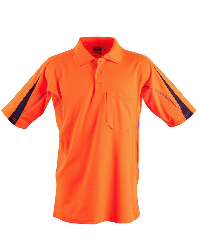 Winning Spirit-Men's Hi-Vis Legend Short Polo with Reflective Piping-SW25A