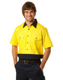 Winning Spirit -Hi-Vis Two Tone Cool-Breeze Short Sleeve Cotton Work Shirt-SW57
