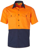 Winning Spirit -Hi-Vis Two Tone Cool-Breeze Short Sleeve Cotton Work Shirt-SW57