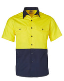 Winning Spirit -Hi-Vis Two Tone Cool-Breeze Short Sleeve Cotton Work Shirt-SW57