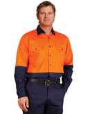 Winning Spirit-Hi-Vis Two Tone Cool-Breeze Long Sleeve Cotton Work Shirt-SW58