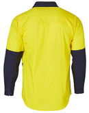 Winning Spirit-Hi-Vis Two Tone Cool-Breeze Long Sleeve Cotton Work Shirt-SW58