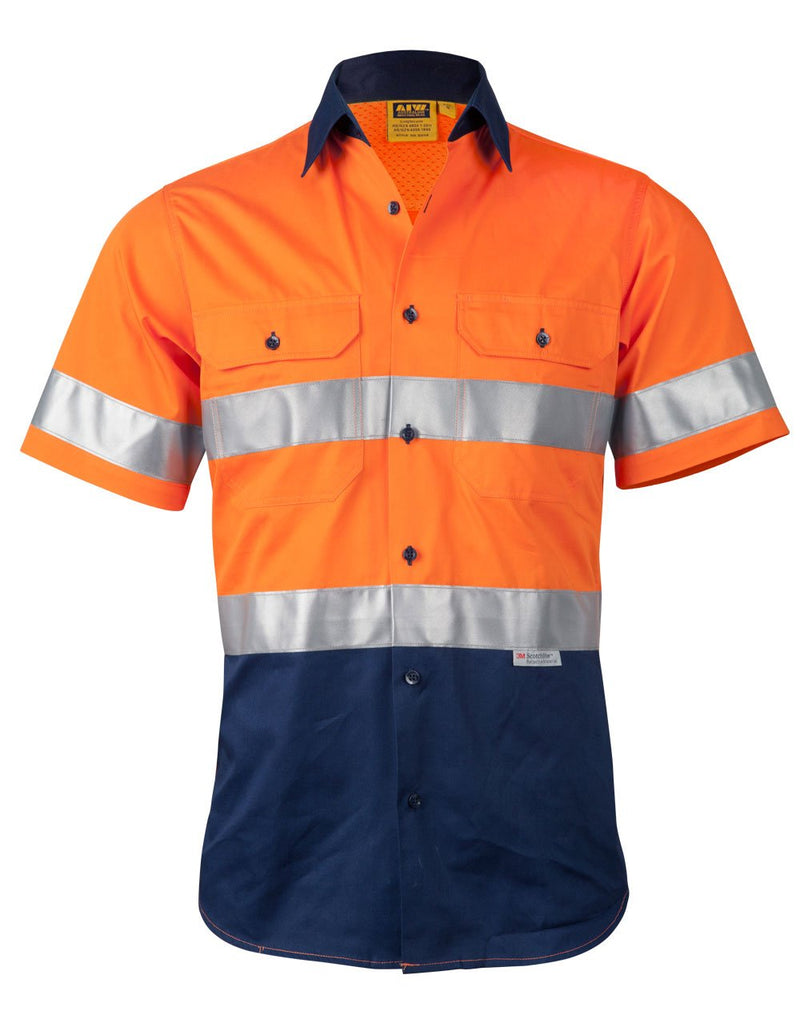 Winning Spirit-Men's High Visibility Cool-Breeze Cotton Twill Safety Shirts With Reflective 3M Tapes -SW59