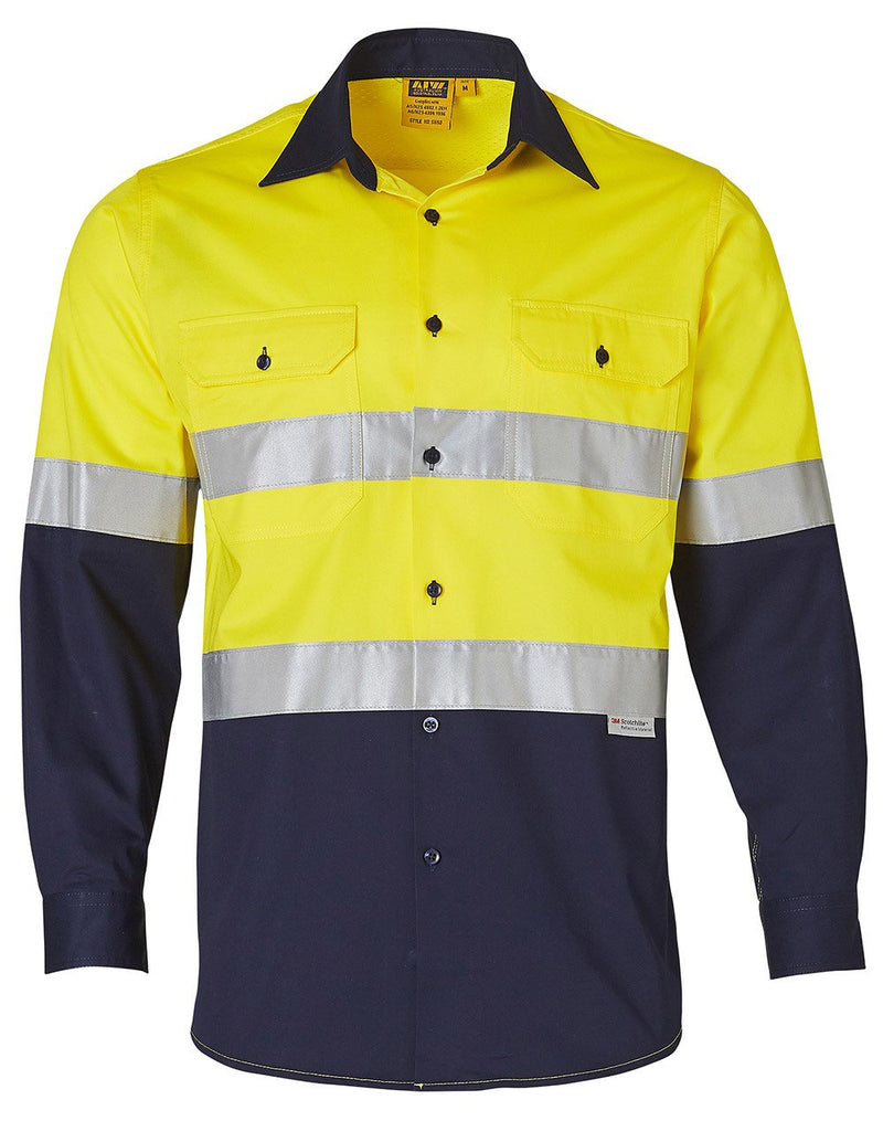 Winning Spirit-Men's High Visibility Cool-Breeze Cotton Twill Safety Shirts-SW60