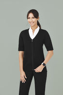Biz Care Womens Zip Front Short Sleeve Cardigan CK962LC