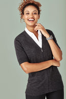Biz Care Womens Zip Front Short Sleeve Cardigan CK962LC - Star Uniforms Australia