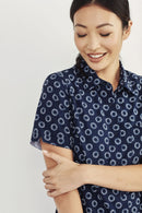 Biz Care Womens Easy Stretch Daisy Print Short Sleeve Shirt Cs948Ls - Star Uniforms Australia