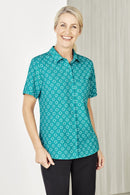 Biz Care Womens Easy Stretch Daisy Print Short Sleeve Shirt Cs948Ls - Star Uniforms Australia