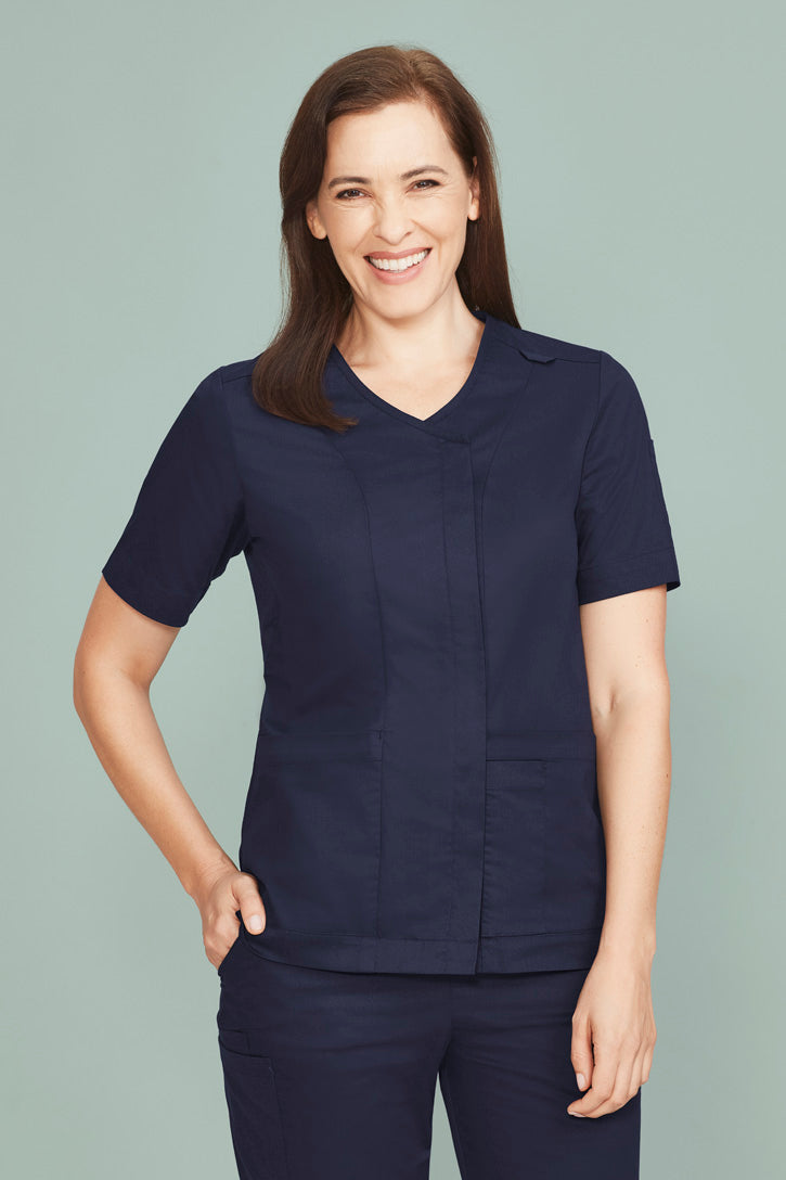Biz Care - Parks Womens Zip Front Crossover Scrub Top -CST240LS