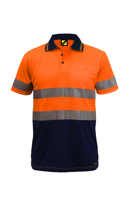 WORKCRAFT WSP410 Hi Vis Two Tone SS Polo & Tape