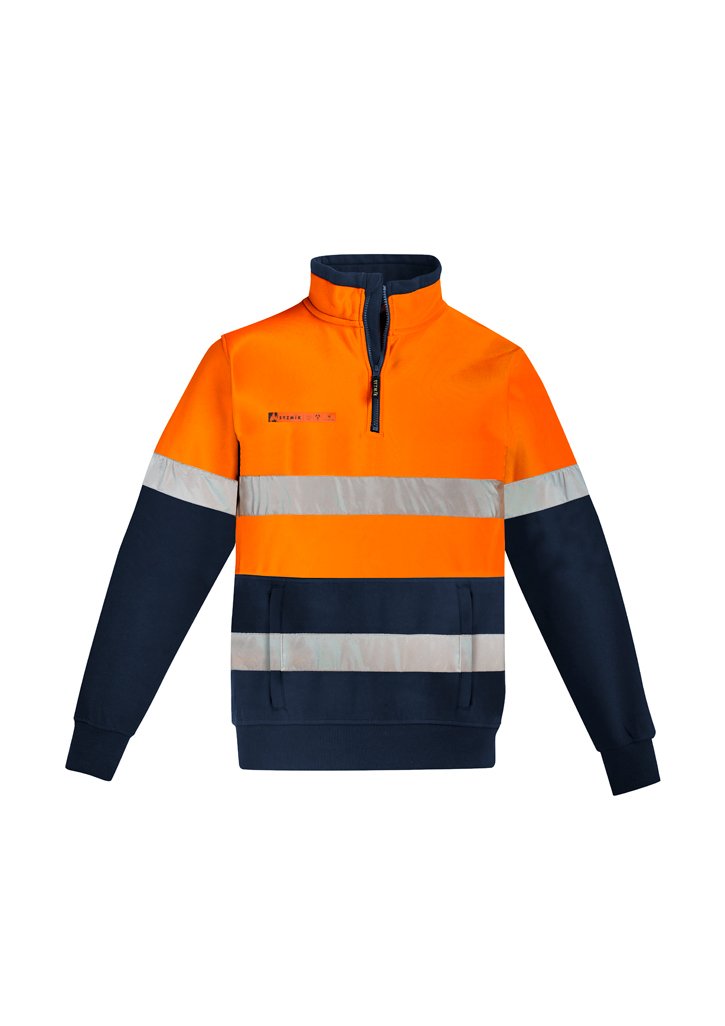 Syzmik MENS ORANGE FLAME HRC 2 HOOP TAPED 1/4 ZIP BRUSHED FLEECE   ZT150 - Star Uniforms Australia