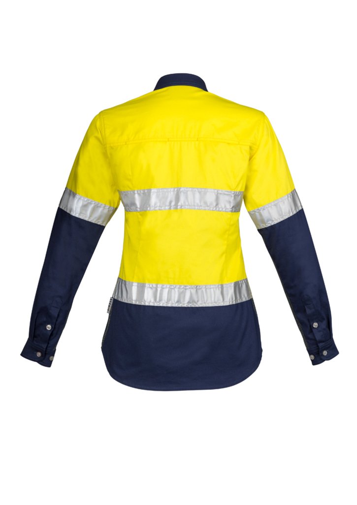 Syzmik Womens Hi Vis Spliced Industrial Shirt - Hoop Taped Zwl123 - Star Uniforms Australia
